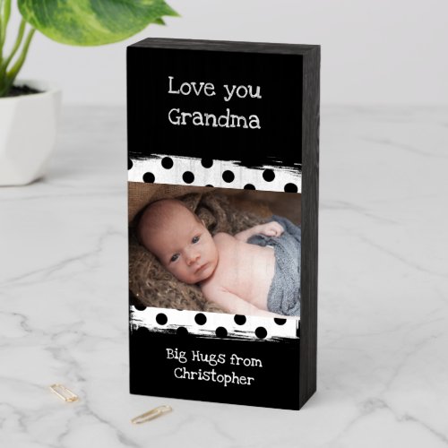 Love you grandma baby photo black and white wooden box sign