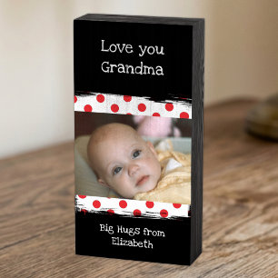 Love you grandma baby photo red and white wooden box sign