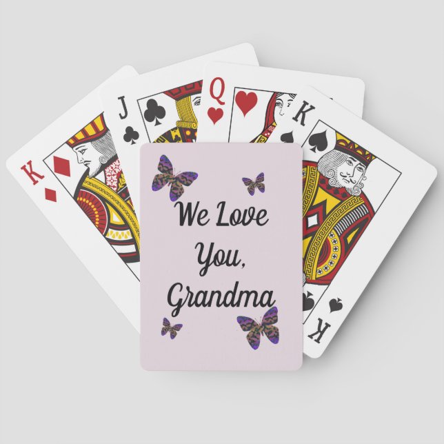 Love You Grandma Beautiful Butterflies Poker Cards (Back)