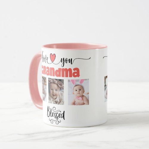 Love You Grandma Blessed 6 Photo Custom Collage Mug