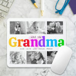 Love You Grandma Colorful Modern 6 Photo Collage Mouse Pad<br><div class="desc">“Love you Grandma.” She’s loving every minute with her grandkids. A playful, whimsical, stylish visual of colorful rainbow colored bold typography and black handwritten typography overlay a soft, light pink heart and a white background. Add 6 cherished photos of your choice and customize the names and message, for the perfect...</div>