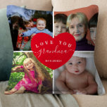 Love You Grandma Custom 4 Photo Collage Cute Heart Throw Pillow at Zazzle