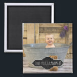 Love You Grandma | Custom Instagram Baby Photo Magnet<br><div class="desc">Customized grandchild photo magnet for Grandma or Grandpa for the proud grandparents to decorate their kitchen fridege or office space and show off the grandkids- Ready for you to create your own instagram photo magnets which will become family keepsakes or cute customized photo gifts. Add your own full bleed photo...</div>