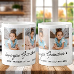 Love You Grandma Custom Modern Simple 4 Photo Coffee Mug<br><div class="desc">Introducing our customizable photo collage mug, a heartfelt and unique gift perfect for the special grandma in your life. This beautifully designed mug allows you to showcase 4 of your favorite photos, creating a modern, elegant, and simple collage that exudes warmth and love. Personalized with the endearing message "Love You...</div>