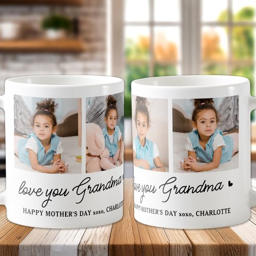 Love You Grandma Custom Modern Simple 4 Photo Coffee Mug