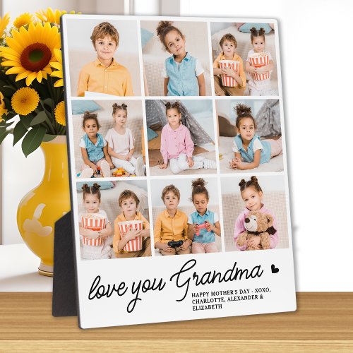 Love You Grandma Custom Modern Simple 9 Photo Plaque