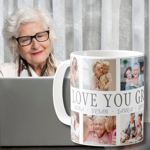 LOVE YOU GRANDMA Custom Name 10 Photo Collage Mug