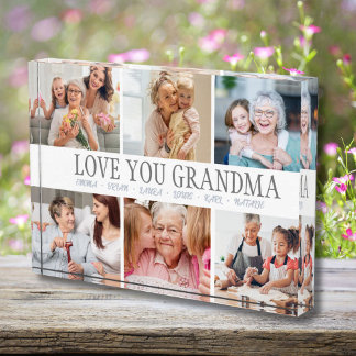 LOVE YOU GRANDMA Custom Name Photo Photo Block