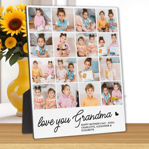 Love You Grandma Custom Simple Modern 16 Photo Plaque