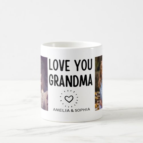 Love You Grandma CustomTwo Photo Handwritten Text  Coffee Mug