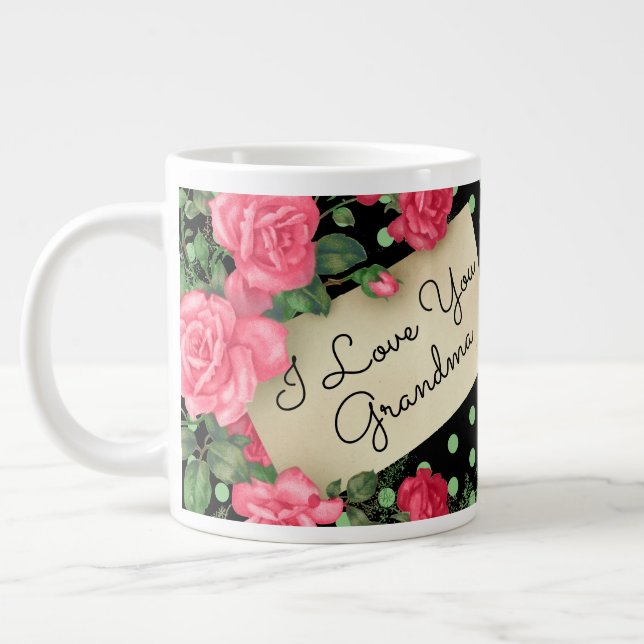 Love You Grandma Floral Giant Coffee Mug (Left)