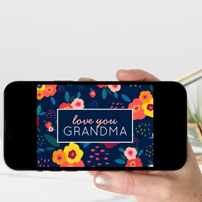 Love You Grandma Floral in Blue Mother's Day Card (Front Digital)