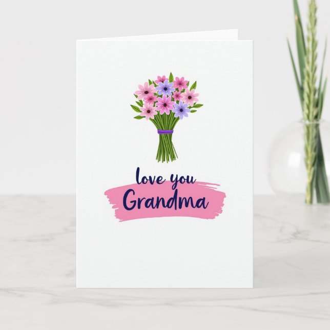 Love You Grandma Flower Pattern Card (Front)