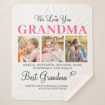Love You GRANDMA Grandchildren Photo Collage White