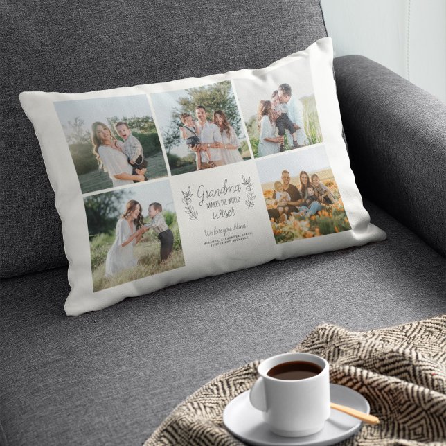 Love you grandma grandkids 5 photo collage accent pillow (Creator Uploaded)