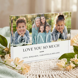 Love You Grandma Grandkids Photo Collage Keepsake Block