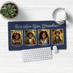 Love You Grandma Grandpa 4 Photos Desk Mat<br><div class="desc">We Love You Grandma or Grandpa 4 Photos Desk Mat Mouse Pad featuring 4 of your favorite photos and custom text in modern script. Everything is fully customizable, so you can change it to Grandpa, Papa, Mamaw, Mimi, or any text you want! The background is navy blue, but can easily...</div>