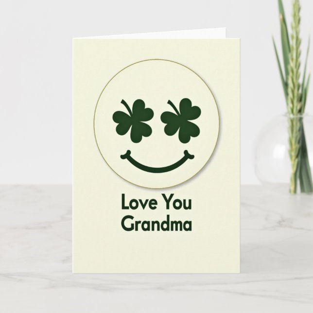 Love You Grandma Green Clover Card (Front)