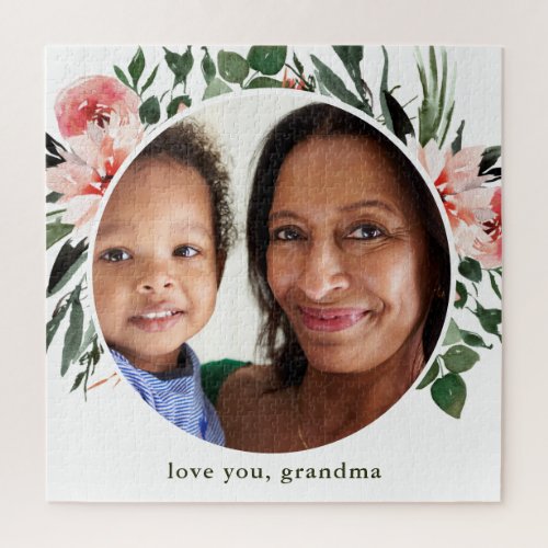 Love You Grandma Greenery Photo Jigsaw Puzzle