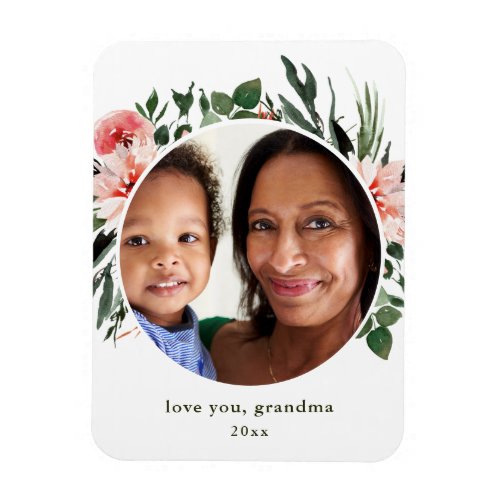 Love You Grandma Greenery Photo Magnet