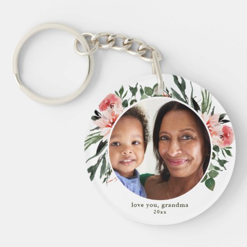 Love You Grandma Greenery Wreath Keychain