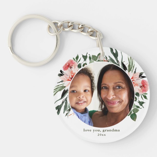 Love You Grandma Greenery Wreath Keychain (Front)