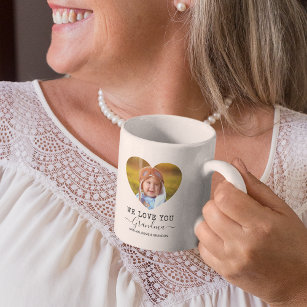 Love You Grandma Heart Photo Frosted Glass Coffee Mug