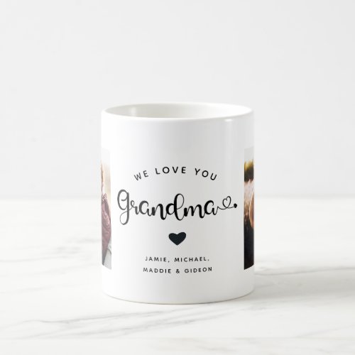 Love you GRANDMA Hearts Custom Two Photo Coffee Mug