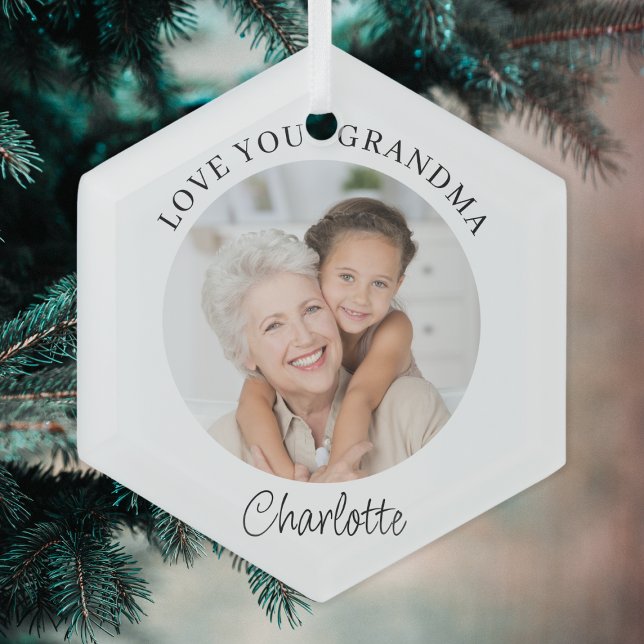 Love You Grandma Keepsake Photo  Ceramic Ornament (Creator Uploaded)