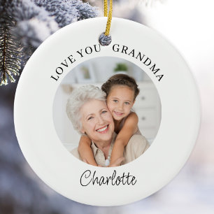 Love You Grandma Keepsake Photo Ceramic Ornament