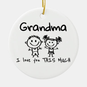 Love You Grandma Kids Art Personalized Gift Ceramic Ornament