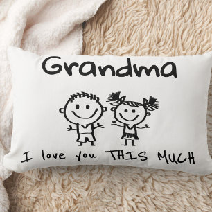 Love You Grandma Kids Art Personalized Gift Lumbar Pillow