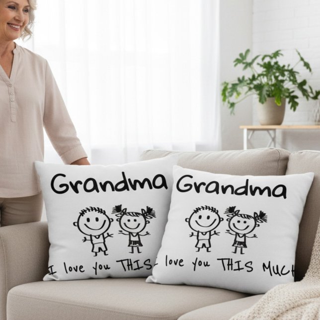 Love You Grandma Kids Art Personalized Gift Throw Pillow (Creator Uploaded)