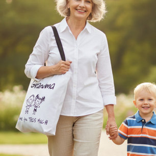Love You Grandma Kids Art Personalized Gift Tote Bag
