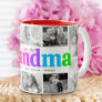Love You Grandma Multicolor Bold 10 Photo Collage Two-Tone Coffee Mug