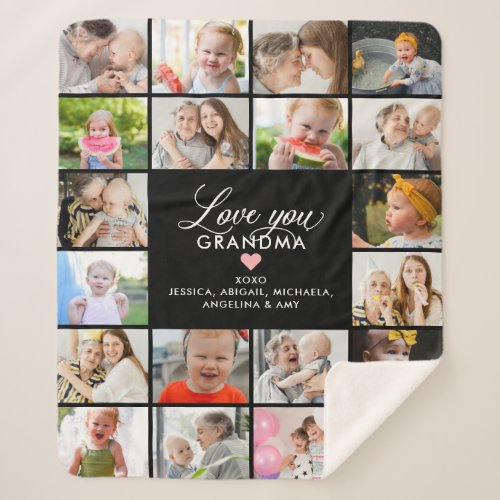 Love You GrandmaNanaGranny 20_Photo Collage Sherpa Blanket