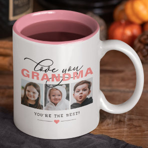 Love You Grandma/Nana/Other 3 Photo Custom Text Two-Tone Coffee Mug