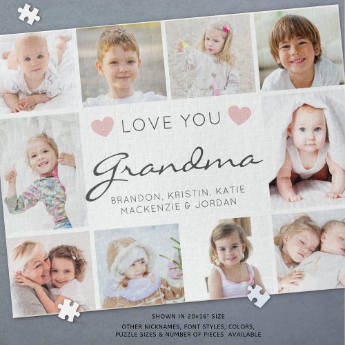 Love You Grandma or Nickname 10 Photo Collage Jigsaw Puzzle