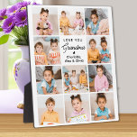 Love You Grandma Personalized 11 Photo Grandparent Plaque<br><div class="desc">Introducing our customizable photo collage plaque, a heartfelt and unique gift perfect for the special grandparents in your life. This beautifully designed plaque allows you to showcase 11 of your favorite photos, creating a modern, elegant, and simple collage that exudes warmth and love. Personalize this plaque with the endearing message...</div>