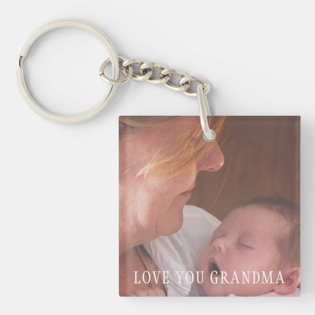 Love You Grandma Personalized Photo Keychain (Front)