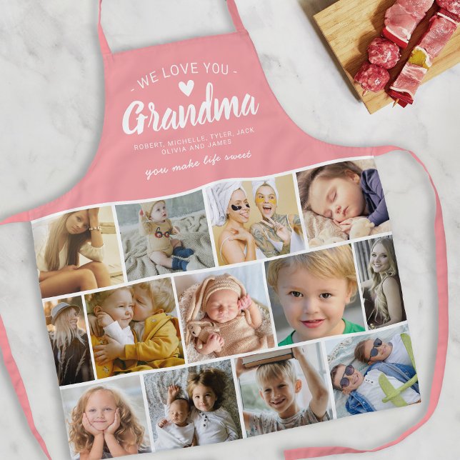 Love You Grandma Photo Collage Apron (Creator Uploaded)
