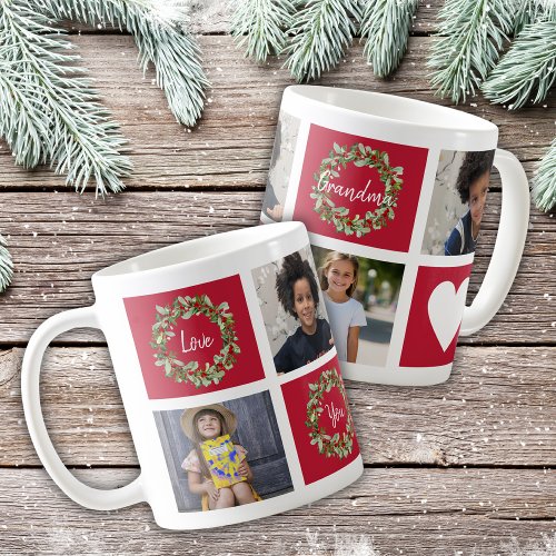 Love you Grandma Photo Collage Christmas Coffee Mug
