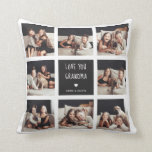 Love You Grandma | Photo Collage Handwritten Text Throw Pillow<br><div class="desc">This simple and stylish pillow says "Love you Grandma" in trendy, handwritten white text, with a matching heart and a spot for your name, on a black square center frame. There is a photo grid with room to show off eight of your favorite personal photos for a gift your grandmother...</div>