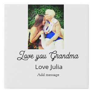 Love you Grandma photo name love message grandkids Faux Canvas Print