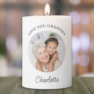 Love You Grandma Photo Pillar Candle