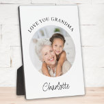 Love You Grandma Photo Plaque<br><div class="desc">This stylish Grandma keepsake photo plaque says "Love you Grandma" and is easily customizable with your name and photo.
It makes a special gift for a special grandparent.</div>