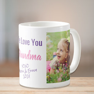 Love You Grandma Photo Purple Pink Coffee Mug