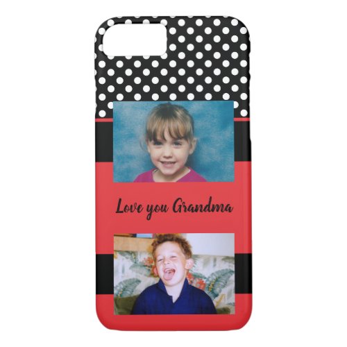 Love you Grandma red and black with photos iPhone 87 Case