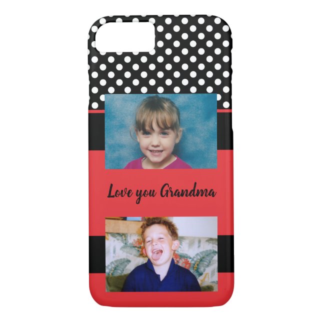 Love you Grandma red and black with photos Case-Mate iPhone Case (Back)