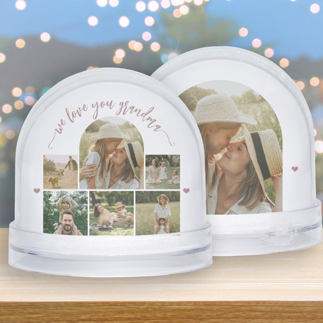 Love you grandma script custom photo collage  snow globe (Creator Uploaded)